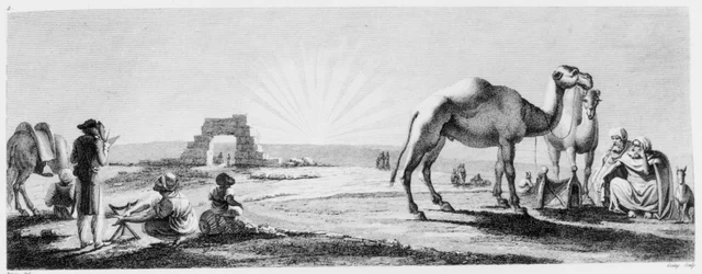 O artista que trabalha no Alto Egito, de "Viagem no Baixo e Alto Egito" gravado por Coiny, 1802